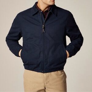 Brooks Brothers 346 Harrington Mens Full Zip Up Cotton Blue Collared Lightweight